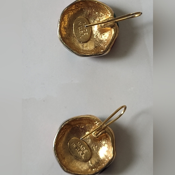 Vintage Made In USA Spiral Circle Purple Green Blue Red Pierced Earrings - Picture 4 of 4